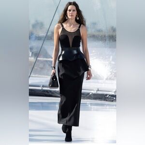 NWT Alexander McQueen Silk V-Neck Fitted Tank Bodysuit with Sheer Detail in XS